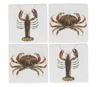 Gisela Graham Square Drinks Coasters, Crab and Lobster, Set of 4, Resin, 10cm