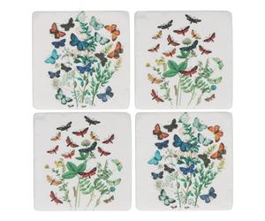 Gisela Graham Square Drinks Coasters, Mixed Butterfly Design, Multicoloured, Resin, 10cm, Set of 4