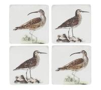 Gisela Graham Square Drinks Coasters, Set of 4, Coastal Birds Sandpiper, Resin, 10cm