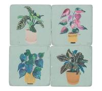 Gisela Graham Square Drinks Coasters, Set of 4, House Plant Design, Resin, 10cm
