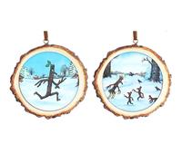 Gisela Graham Stick Man Wood Log Christmas Tree Decorations, set of 2