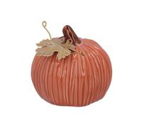 Gisela Graham Stoneware Mini Pumpkin Ornament with Gold Leaf