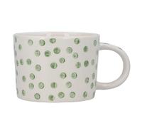 Gisela Graham Stoneware Mug, Green Dots Pattern, 300ml, Dishwasher Safe, Glazed Finish