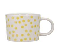 Gisela Graham Stoneware Mug, Yellow Dots Pattern, 300ml, Dishwasher Safe, Glazed Finish