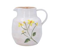 Gisela Graham Stoneware Pitcher, Yellow Meadow Flowers, White, 15cm, Decorative Jug