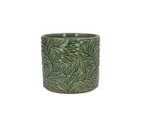 Gisela Graham Stoneware Plant Pot Cover, Green Willow Leaf Design, Mini