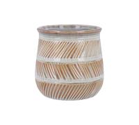 Gisela Graham Stoneware Plant Pot Cover, Natural Hatch Design, 12cm, Small