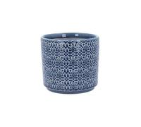 Gisela Graham Stoneware Plant Pot Cover, Tile Pattern Design, Mini (Blue)