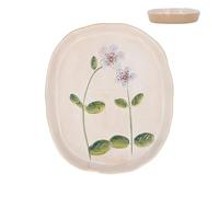 Gisela Graham Stoneware Shallow Dish, Meadow Flowers Pattern, 21cm, Floral Design, Glazed Finish