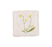 Gisela Graham Stoneware Side Plate, Square, Yellow Meadow Flowers, 16cm