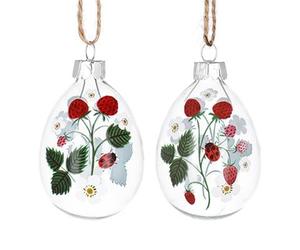 Gisela Graham Strawberries Clear Glass Egg Easter Decorations