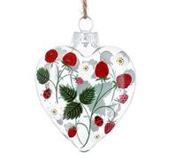 Gisela Graham Strawberries Clear Glass Heart Easter Decoration