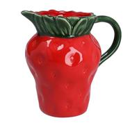 Gisela Graham Strawberry Shaped Stoneware Serving Jug, Red, Medium, 840ml Capacity