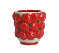 Gisela Graham Strawberry Stoneware Plant Pot Cover, Red, 8cm, Glazed