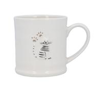 Gisela Graham Stripy Cat Embossed Stoneware Mug