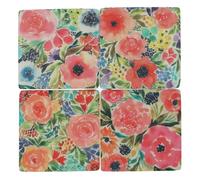 Gisela Graham Summer Blooms Floral Coasters, Set of 4