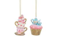 Gisela Graham Tea Cup & Tea Pot Christmas Decorations