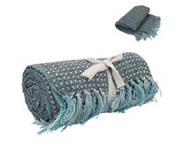 Gisela Graham Teal and Brown Woven Cotton Throw Blanket