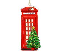 Gisela Graham Telephone Box with Christmas Tree Decoration