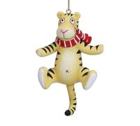 Gisela Graham Tigger Hanging Christmas Decoration | Resin Ornament, Gold Hanging Cord, Striped Tiger Design, Red Striped Scarf, Festive Tree Decor