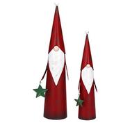 Gisela Graham Tin Cone Santa Ornaments - Set of 2 Rustic Metal Christmas Decorations, 33cm