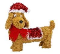 Gisela Graham Tinsel Dachshund Christmas Decoration, Novelty, 27cm