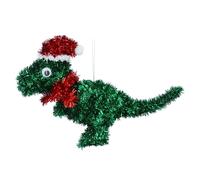 Gisela Graham Tinsel T-Rex Hanging Christmas Tree Decoration, Green Dinosaur