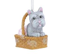Gisela Graham Toto Dog in Basket Christmas Tree Decoration, 8cm