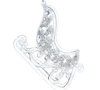 Gisela Graham Translucent Silver Glitter Santa's Sleigh Hanging Christmas Tree Decoration