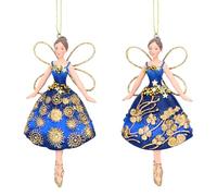 Gisela Graham Two-Tone Blue and Gold Resin and Fabric 10cm Fairies Set of 2
