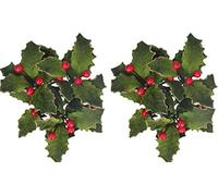 Gisela Graham Velvet Holly Candle Ring Small (Set of 2)