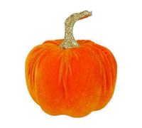 Gisela Graham Velvet Pumpkin with Gold Glitter Stalk Decoration