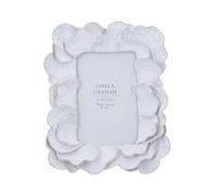 Gisela Graham Washed White Resin Photo Frame, Oyster Coastal Design, 4x6 Inch