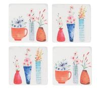 Gisela Graham Watercolour Floral Vases Coasters, Set of 4