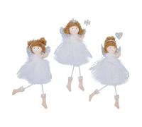 Gisela Graham White and Silver Fabric Fairy Christmas Decorations, set of 3