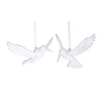 Gisela Graham White Glitter Hummingbird Decorations Set of 2