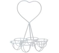 Gisela Graham White Metal and Heart 6 Egg Holder