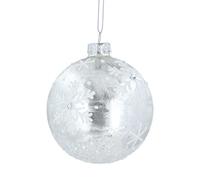 Gisela Graham White Snowflake Damask Glass Bauble - Christmas, Birthday