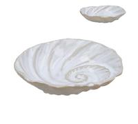 Gisela Graham White Spiral Shell Trinket Dish, Glazed Stoneware, 12cm
