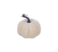 Gisela Graham White Velvet Pumpkin, Halloween Autumn Decoration, small