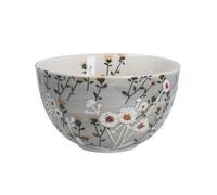 Gisela Graham Wild Daisy Design Stoneware Bowl, Grey, 400ml, 12cm