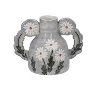 Gisela Graham Wild Daisy Design Stoneware Decorative Vase, Mini, 10cm, Grey