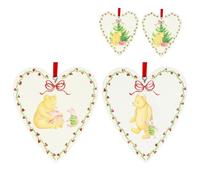 Gisela Graham Winnie the Pooh & Piglet Wooden Heart Christmas Decorations Set 2