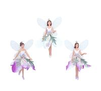 Gisela Graham Winter Dreams Lilac and White Resin and Fabric 10 Centimetre Fairy Decoration Set of 3