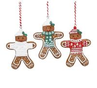 Gisela Graham Winter Gingerbread Man Decorations - set of three