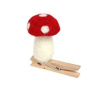 Gisela Graham Wood And Wool Toadstool Peg Decoration Christmas Xmas