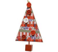 Gisela Graham Wooden Christmas Tree Decoration With Button Details