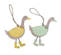 Gisela Graham Wooden Duck Easter Decorations - set of two