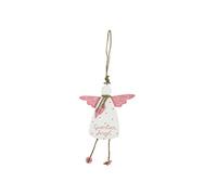 Gisela Graham Wooden Guardian Angel Hanging Decoration, Pink/White