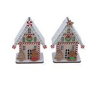 Gisela Graham Wooden LED Gingerbread House - set of two